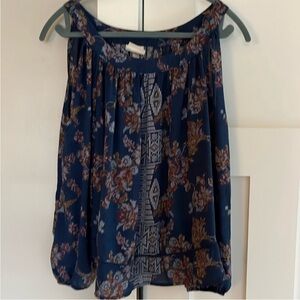 Knox Rose Floral Tapestry Blue Women's Top Boho XS Small Cottagecore